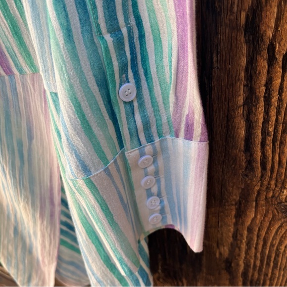 Soft Surroundings Cia Gauze Multicolor Striped Blouse Sz S - Picture 9 of 11